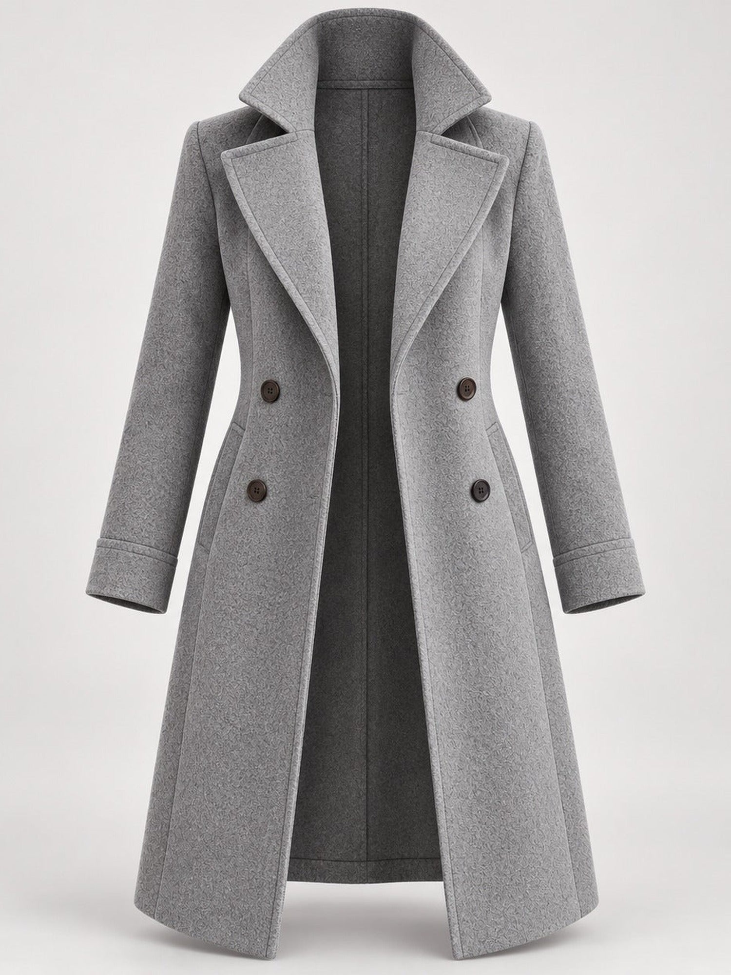 30–35% Wool Long Double-Breasted Coat – Women – studio